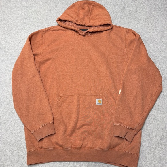 Carhartt Other - Carhartt Hoodie Mens LT Orange Loose Fit Fleece Pullover Sweatshirt Logo K288